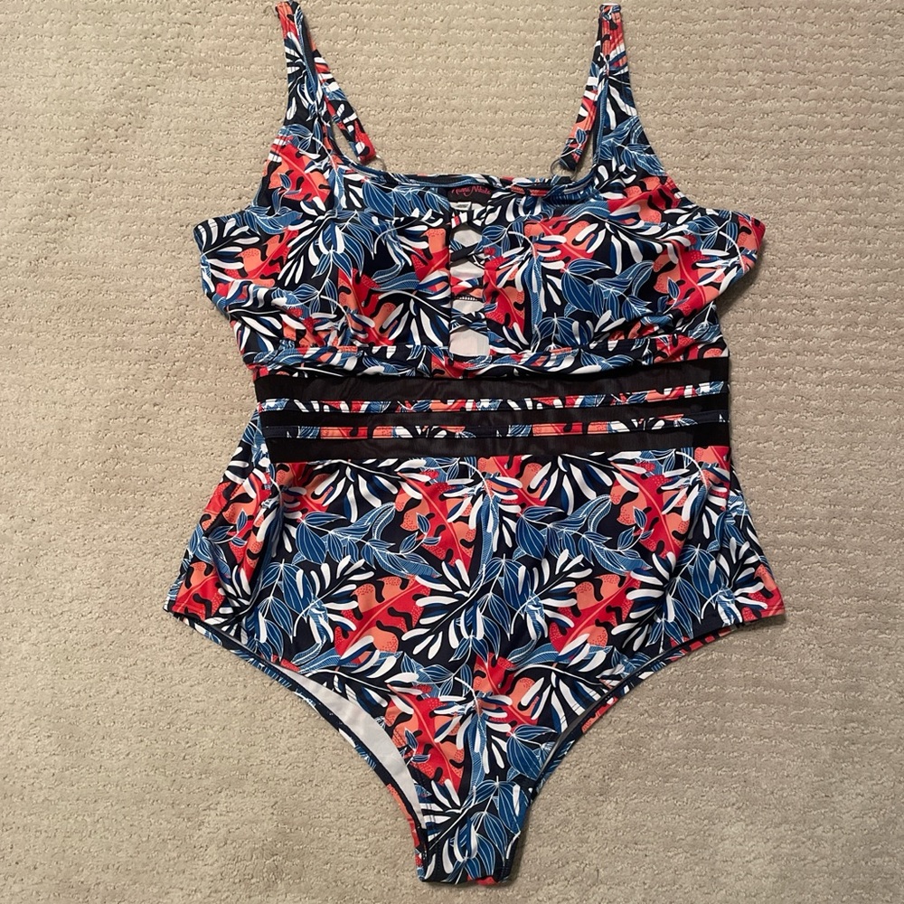 Hanna Nikole Plus Size 20W Mesh Hollow Out Monokini